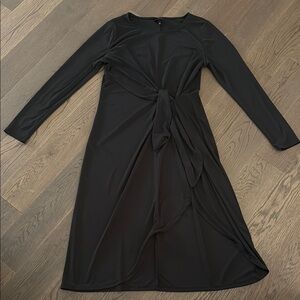 Who What Wear Black Pleated Long Sleeve Sheath Dress